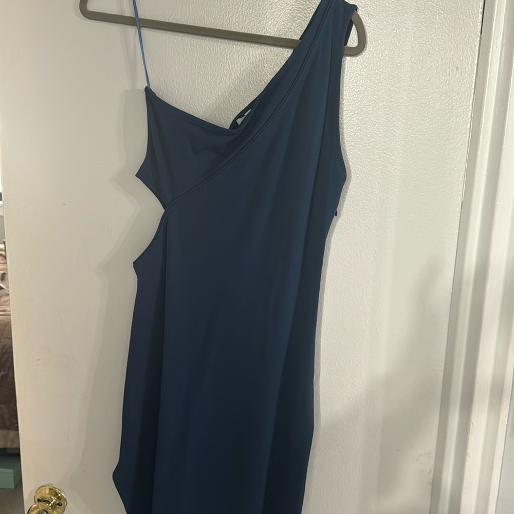 Blue asymmetrical cocktail dress